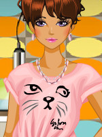 Cartoon-cat-printed Tee